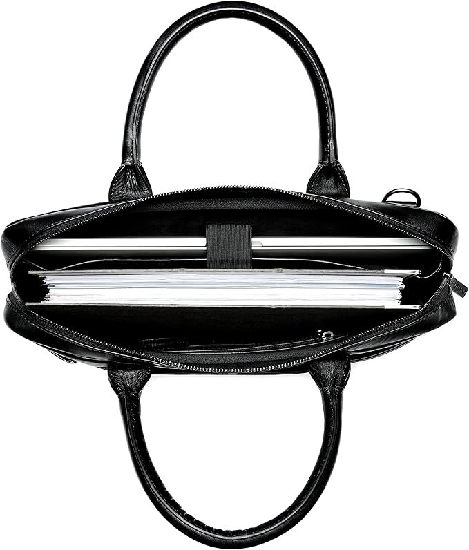 SID & VAIN laptop bag BOSTON Large business office work bag laptop case real leather briefcase leather bag Unisex black