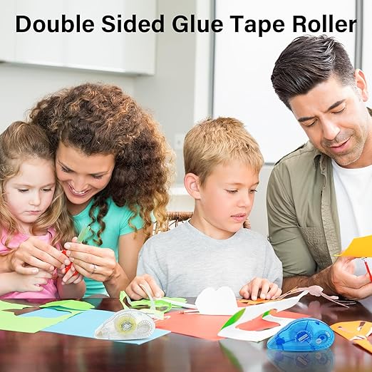 Glue Runner Permanent, Double Sided Adhesive Scrapbook Runner Tape Roller, 0.3-inch by 360-Inch, Permanent Adhesive Dots Roller Applicator - 10 Packs Blue and White