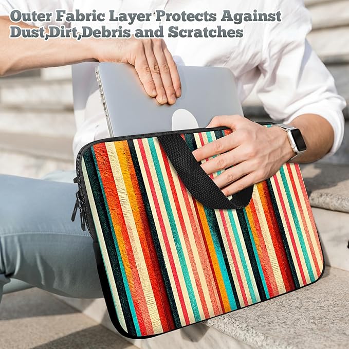 Universal Laptop Sleeve Tablet Case 12 inch, Colorful Vertical Stripes Slim Carrying Case Durable Handbag Travel Laptop Bag for Surface Pro 9 8 7/Laptop Go 2 3, MacBook Air 11/12