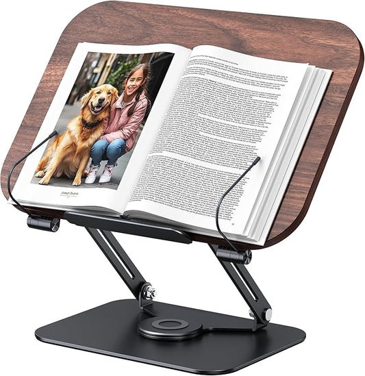 Book Stand for Reading, 360° Adjustable Book Holder, Foldable Book Holder Stand, Cookbook Stand, Textbook Stand, Bible Stand, Music Scores Stand, Laptop Stand, Tablet Stand