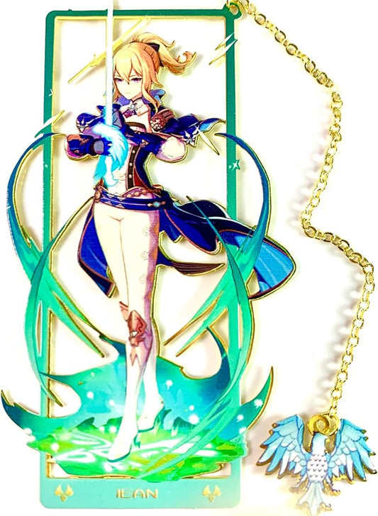 Genshin Impact Jean Metal Bookmark - Anime Figure Merch with 3D Display Box - Birthday Gifts for Fans Friends Gamer Book Lovers - Zllada