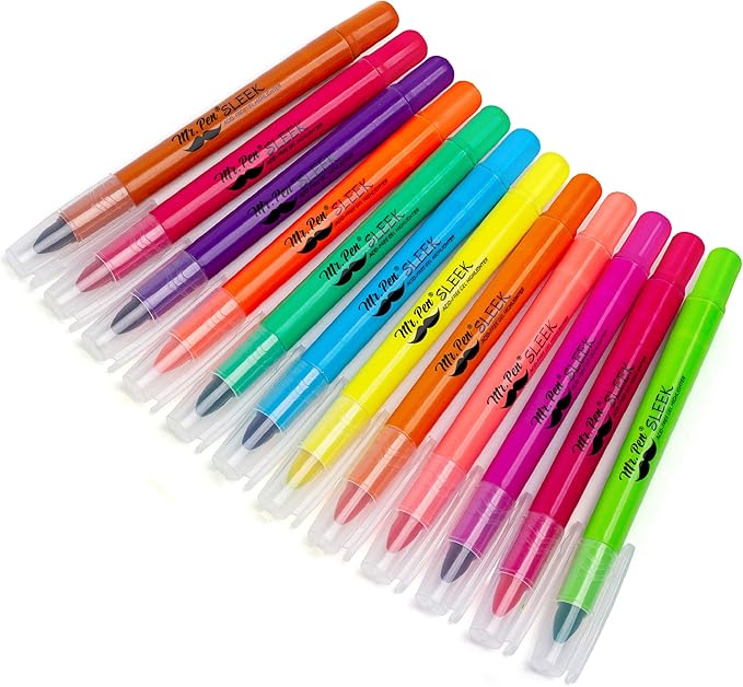 Mr. Pen- Gel Highlighters, Fluorescent Bible Highlighter, Pack of 12, No Bleed Highlighter, Dry Highlighter, Highlighters Assorted Color, Bible Journaling Supplies, Bible Markers for Tabs
