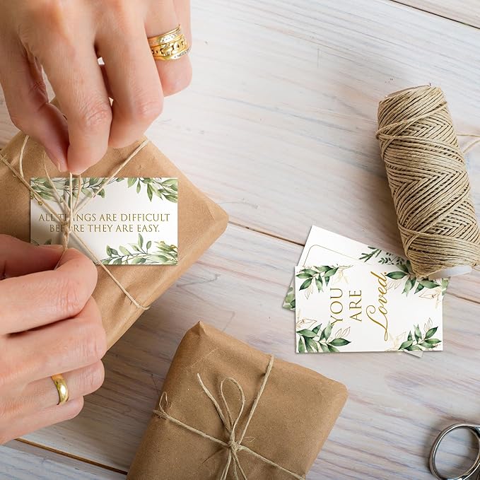 Jinei 300 Inspirational Affirmation Cards Positive Motivational Cards Small Mini Encouragement Quotes for Women Mother's Day Church(Eucalyptus)