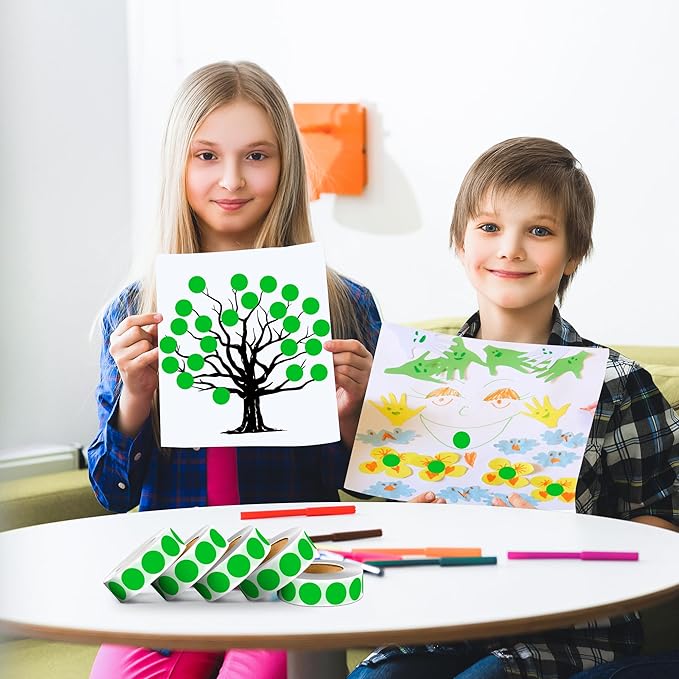 PARLAIM 0.75 inch Diameter Colored Dot Stickers 4 Rolls Pack 4000pcs Green Round Label Color Coding Marking Stickers Permanent Adhesive for Garage Sale