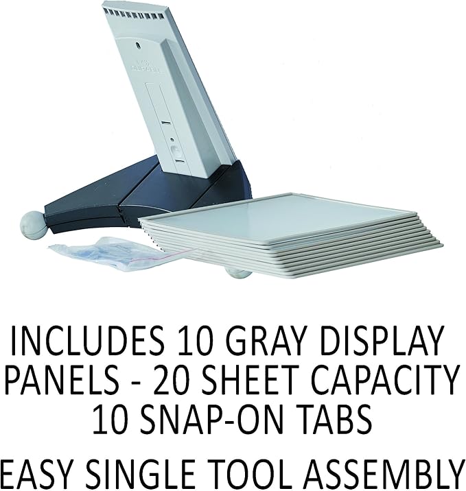 DURABLE Desktop Reference System, 10 Double-Sided Panels, Letter-Size, Gray, SHERPA Design (554210)