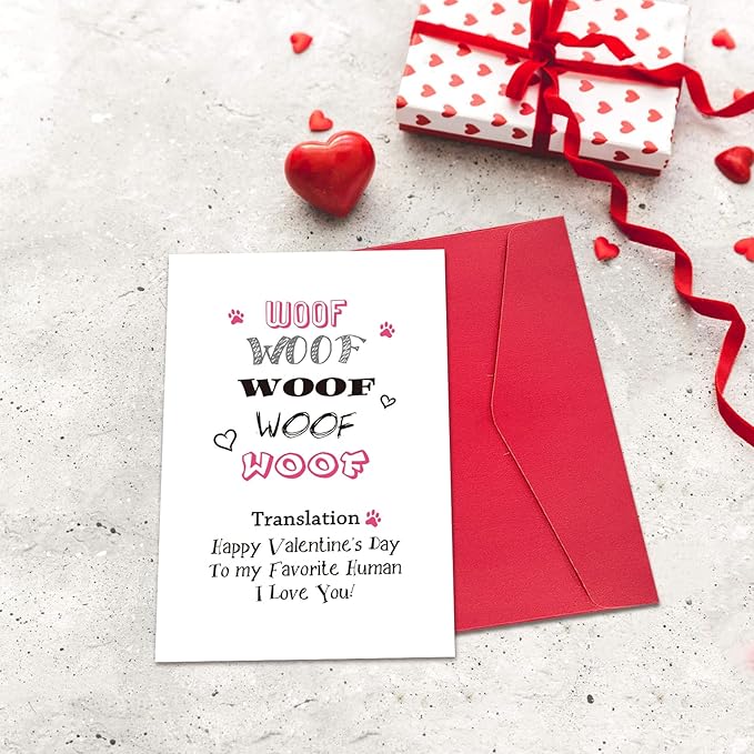 Ogeby Funny Dog Valentines Day Card, Cute Valentines Day Cards Gifts for Dog Lover, Humor Valentines Gifts from Dog, to My Favorite Human I Love You
