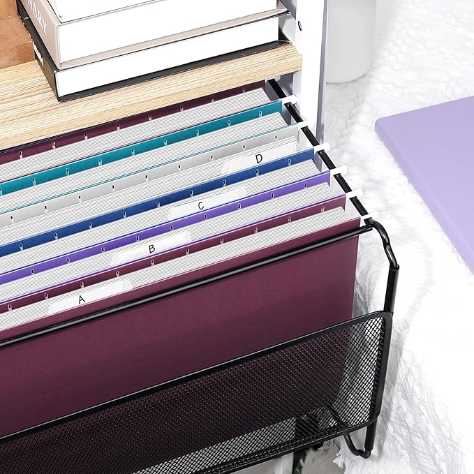 SUNEE Hanging File Folders Vintage Colors, 25 Pack Letter Size File Folders with 1/5-cut Tabs, Stay Organized for Your Home and Office Bulk File and Documents