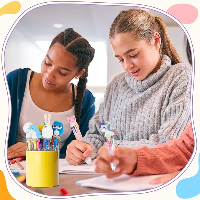 36 Pcs Multicolor Pen in One Include 4 In1 and 10 in 1 Colored Cute Pens Retractable Cartoon Ballpoint for Valentine‘s Day Birthdays Office Gifts (Cute)