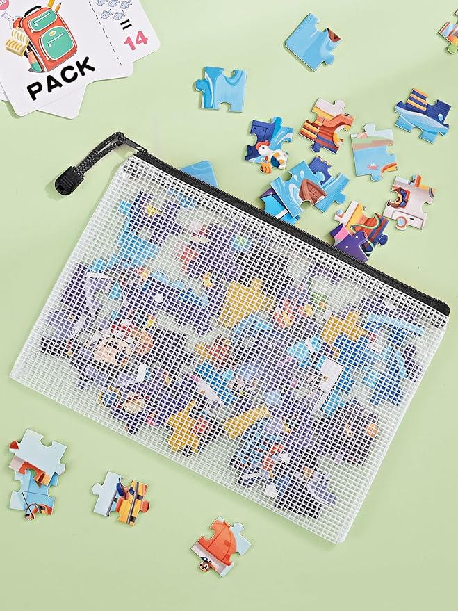 JARLINK 20 Pack Zipper Mesh Document Pouch, 6x9 Inch/A5, Plastic Water-Resistant File Bags, for School Office Supplies, Cosmetics Travel Storage, Assorted Color