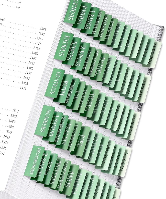 Bible Tabs for Women & Men, Laminated Bible Tabs for Study Bible, Large Print Neutral Bible Tabs for Easy Navigation, Bible Index Tabs, 66 Tabs Old & New Testament, Extra 9 Blank Tabs, Evergreen Grace