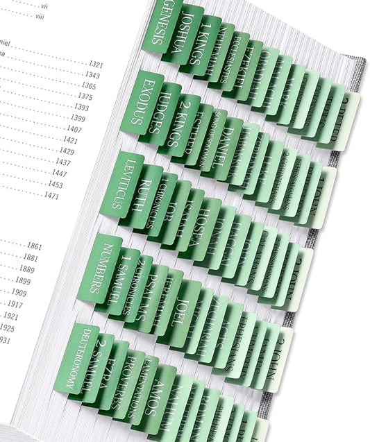 Bible Tabs for Women & Men, Laminated Bible Tabs for Study Bible, Large Print Neutral Bible Tabs for Easy Navigation, Bible Index Tabs, 66 Tabs Old & New Testament, Extra 9 Blank Tabs, Evergreen Grace