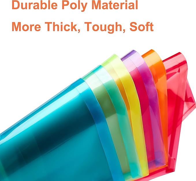 Plastic Legal Size Envelopes with String Tie Closure, 1-1/4" Expansion, Side Load, Clear File Folders Poly Project Paper Documents Puzzle Organizer for Office School Home (Blue -6 P)