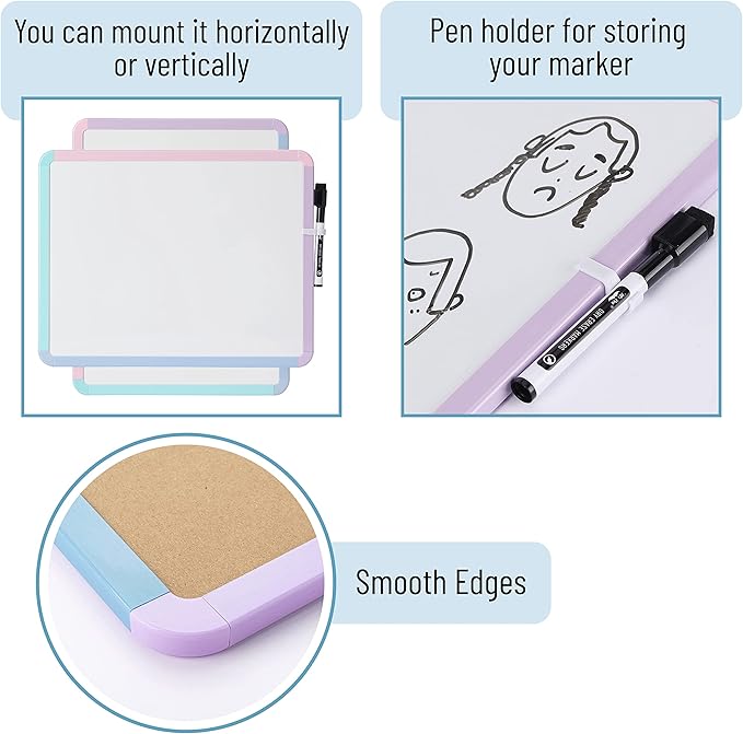 Mr. Pen- Dry Erase Board, 14” x 11” with a Black Dry Erase Marker, Colorful Frame, Small White Board, White Board for Kids, White Board for Students, Small Dry Erase Board, Mini White Board