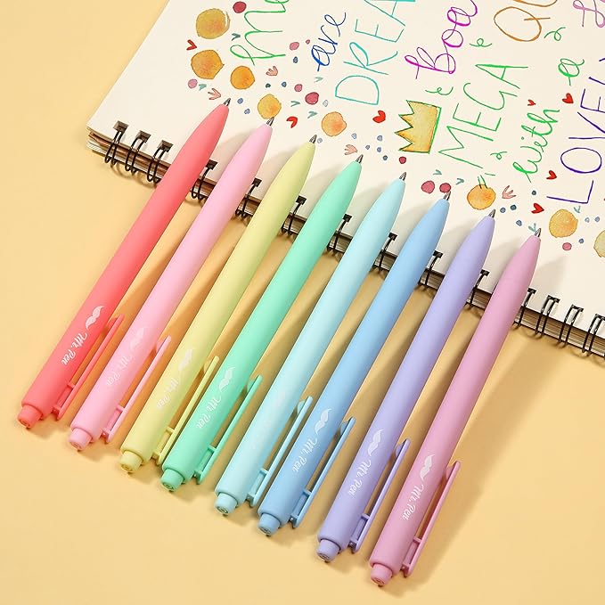 Mr. Pen- Retractable Gel Pens, 8 Pack, Pastel Ink Gel Pens, Gel Pens Fine Point 0.7mm, Retractable Pens, Cute Pens, Gel Ink Pens, Aesthetic Pens for Journaling Fine Tip Pens