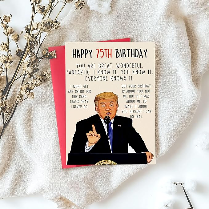 Funny Trump 75th Birthday Gifts for Men Women, Great Donald 75th Birthday Card For Dad Mom, Funny 75 Year Old Bday Gifts for Grandpa, Gifts for 75 Year Old Men