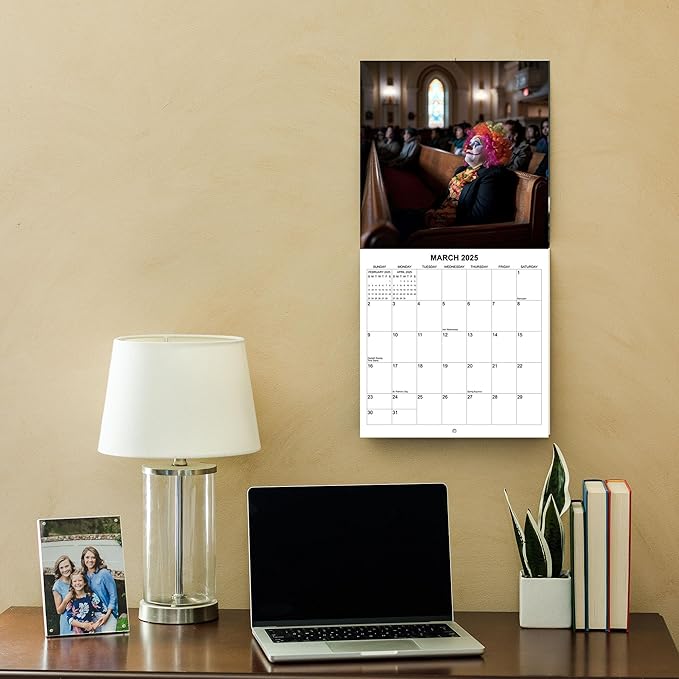 2025 Clowns in the Wild Creepy Clowns Doing Every Day Things Monthly Wall Calendar | 12" x 24" | Gag Gift Funny Calendar 2025