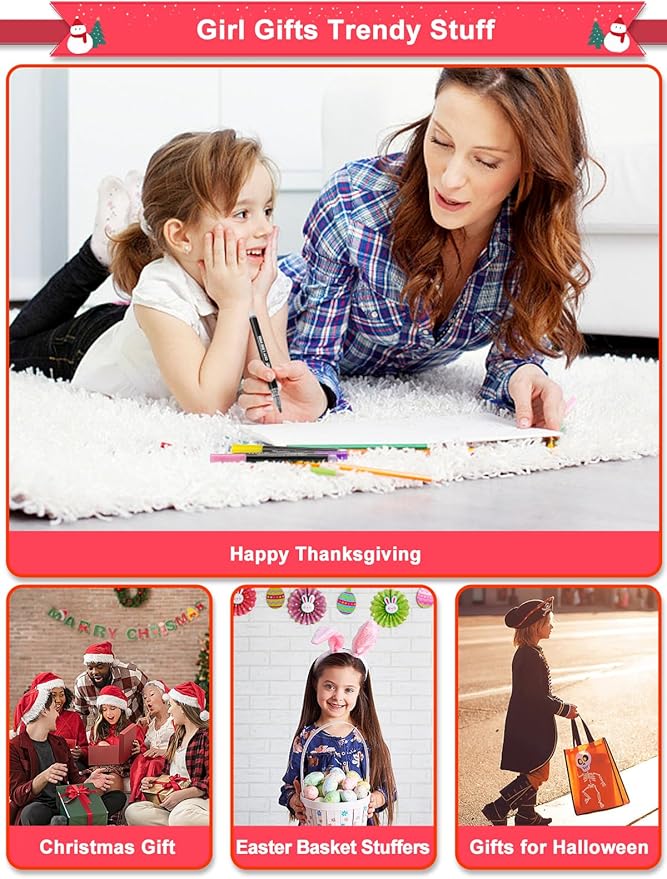 Outline Shimmer Markers, Easter Basket Essentials Stuffers, 18 Glitter Metallic Coloring Gel Pens, Tween Teen Girl Gifts Trendy Stuff, Cute School Art Craft Classroom Supplies Set for Kids Ages 4-16