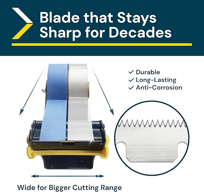 EXCELL Multi Roll Tape Dispenser Holder with Cutter: Durable Metal Construction, Cutting Angle Range, Anti-Rust Blade. Adjustable Tension for Perfect Tape Application. (2 Inch)