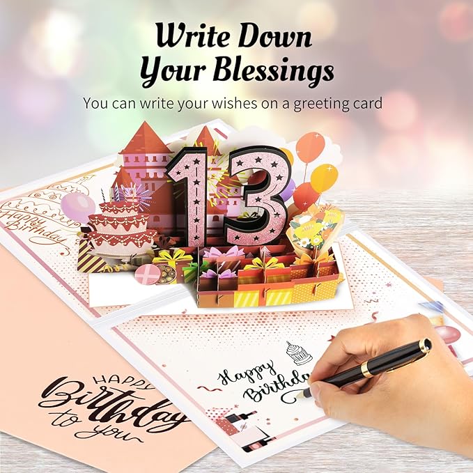 13th Birthday Card for Girl, Jumbo Pop Up 13th Birthday Cards for Daughter, Happy 13th Birthday Decorations for 13 Year Old Son Daughter Funny Birthday Gifts, Review of 2012, Pink