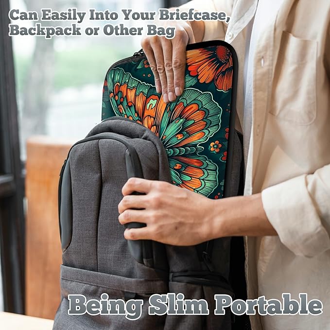 Universal Laptop Sleeve Tablet Case 12 inch, Art Moth Slim Carrying Case Durable Handbag Travel Laptop Bag for Surface Pro 9 8 7/Laptop Go 2 3, MacBook Air 11/12