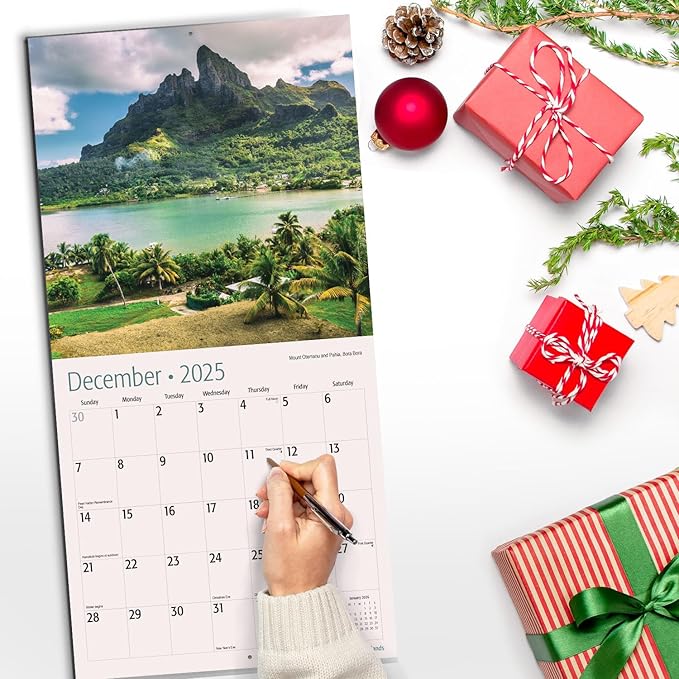 RED EMBER Untamed & Beautiful Tropical Islands 2025 Wall Calendar 12 Month | 12" x 24" Open | Thick & Sturdy Paper | Giftable | Calendar 2025