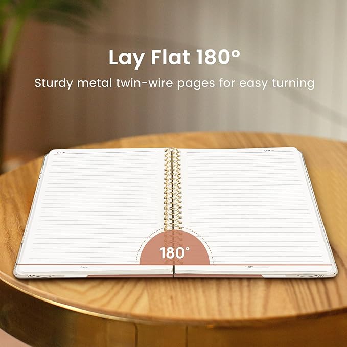 Pretty Cute Lined Spiral Journal Notebook for Women, Aesthetic College Ruled Notebook for Work & Note Taking, A5 Hardcover Journal for Writing, 140 Pages, Abstract