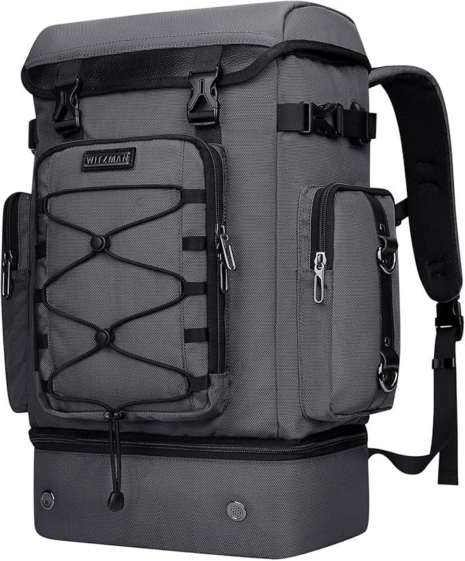 WITZMAN Travel Backpack for Men Women Carry on Bags for Airline Approved Convertible Duffle Luggage Backpack Shoe Compartment（B691 Silvery Grey）