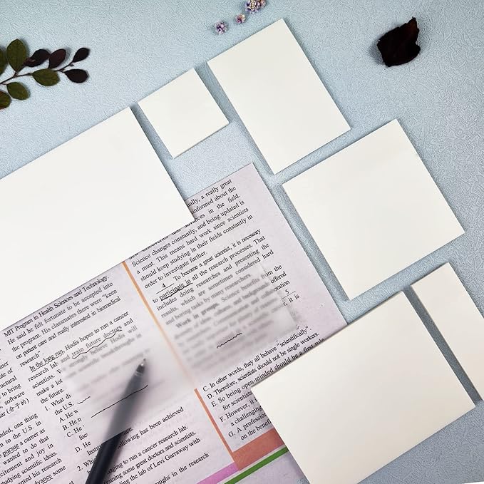 Transparent 650 Sheets, Clear, See Through Invisible Translucent Sticky Notes for School, Office 13 Packs, (1.5"x1.5" , 3"x1" , 3"x2" , 3"x3", 3"x4" ,3"x5")