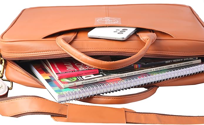 Mysa Vegan Leather Vintage Messenger Crossbody Shoulder Briefcase Bag for Office Work Fit 14.5" Computer Laptop for Men Women