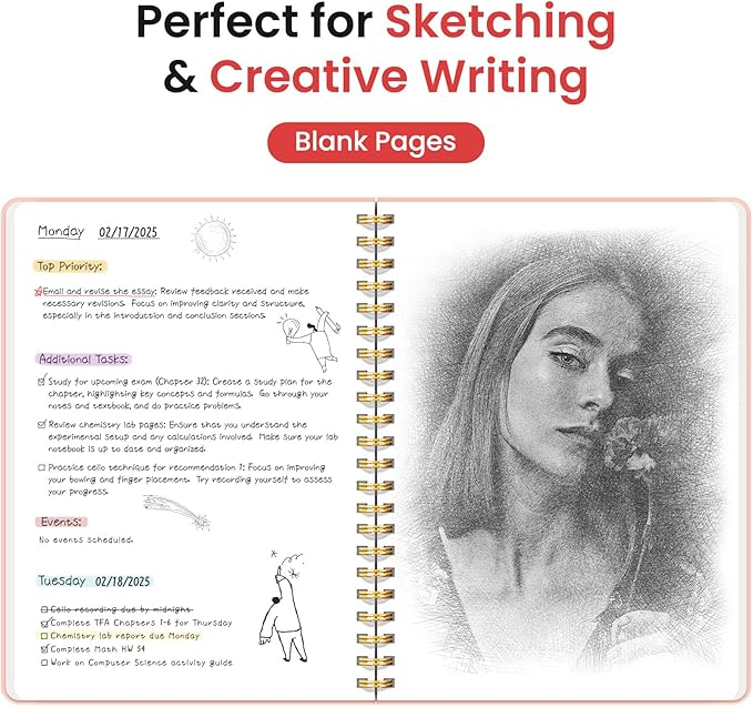 Taja Blank Spiral Journal Notebook for Women & Men, 140 Pages, Sketch Book, Plain Notebook for Drawing & Sketching, Journals for Creative Writing, A5(6"x8") - Pink