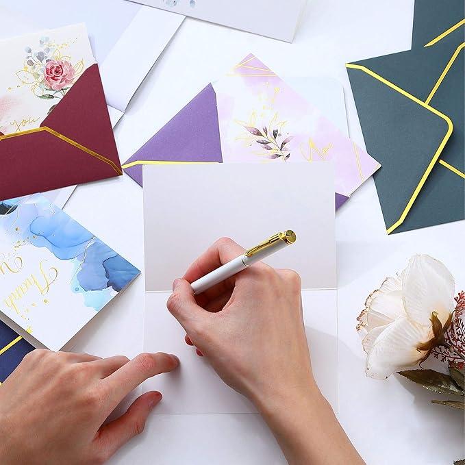 Heavy Duty Thank You Cards with Envelopes - 36 PK - Gold Thank You Notes 4x6 Inches Baby Shower Thank You Cards Wedding Thank You Cards Small Business Graduation Funeral Bridal Shower (Assortment)