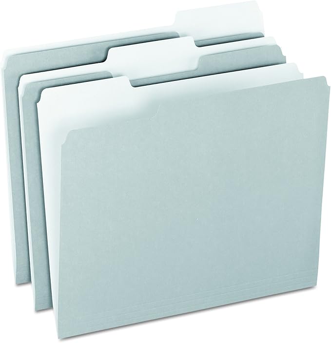 Pendaflex Two-Tone Color File Folders, Letter Size, 1/3 Cut, Gray, 100 Per box (152 1/3 GRA)