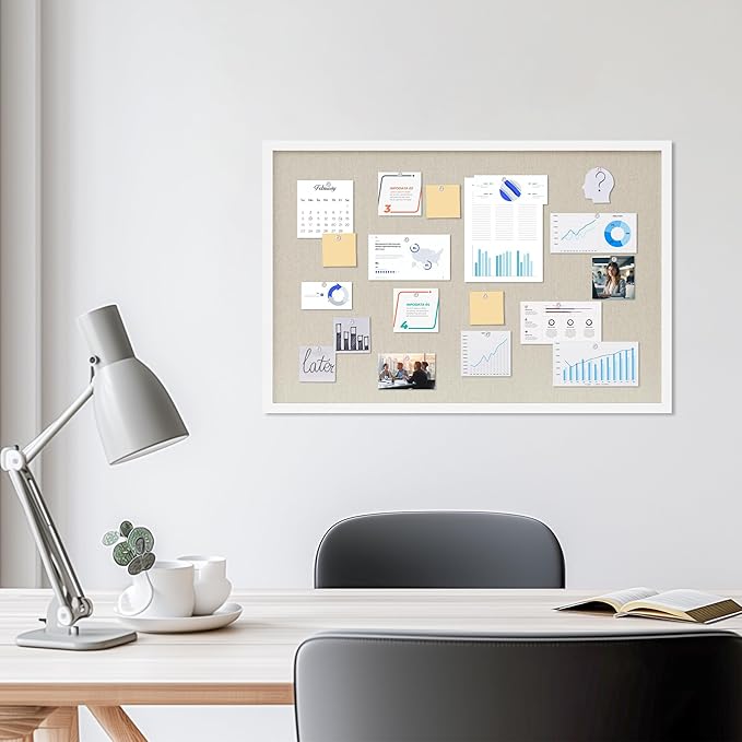 Cork Board with Linen White 2Pack,Bulletin Board 30"x20" Hanging Corkboards for Office Home School Message Board or Vision Board Decoration.