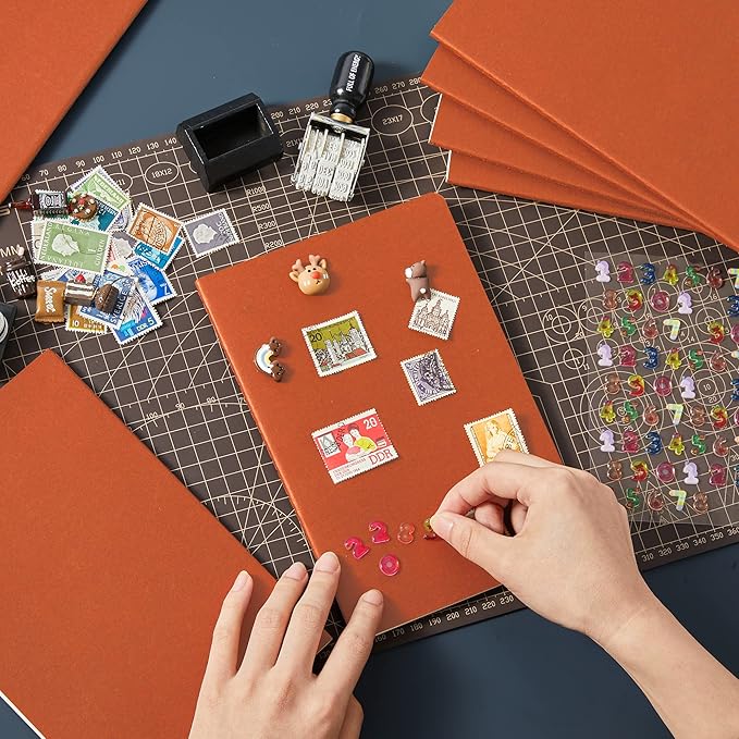 feela 8 Pack Soft Cover Journal Bulk, Notebooks College Ruled for Work, Lined Travel Journal for Women Men, Note Taking Notebook School Supplies Business Writing, 8.2” x 5.5”, A5, Dark Orange