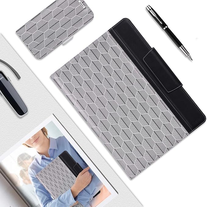 Toplive Portfolio Case Padfolio, Executive Business Document Organizer with Letter Size Clipboard, Business Card Holder, Tablet Sleeve, Perfect for Business School Office Conference, Tree-Black