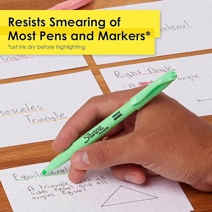 Sharpie Pocket Highlighters, Mild Pastel Colors, Assorted, Chisel Tip, 12 Count