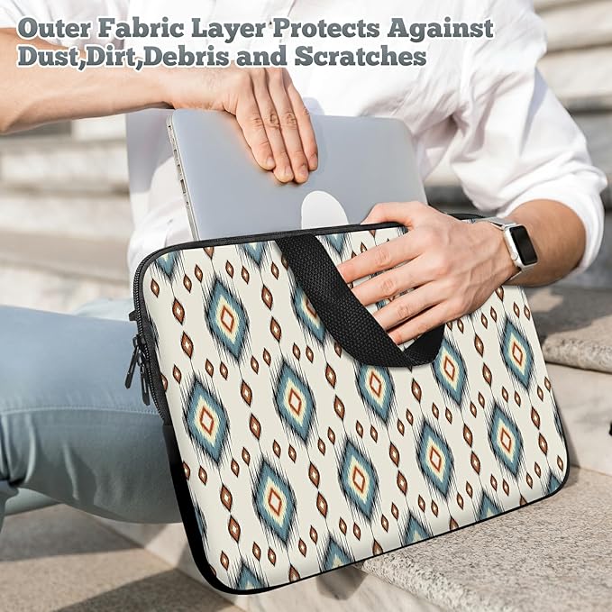 Universal Laptop Sleeve Tablet Case 12 inch, Geometric Ethnic Oriental Slim Carrying Case Durable Handbag Travel Laptop Bag for Surface Pro 9 8 7/Laptop Go 2 3, MacBook Air 11/12