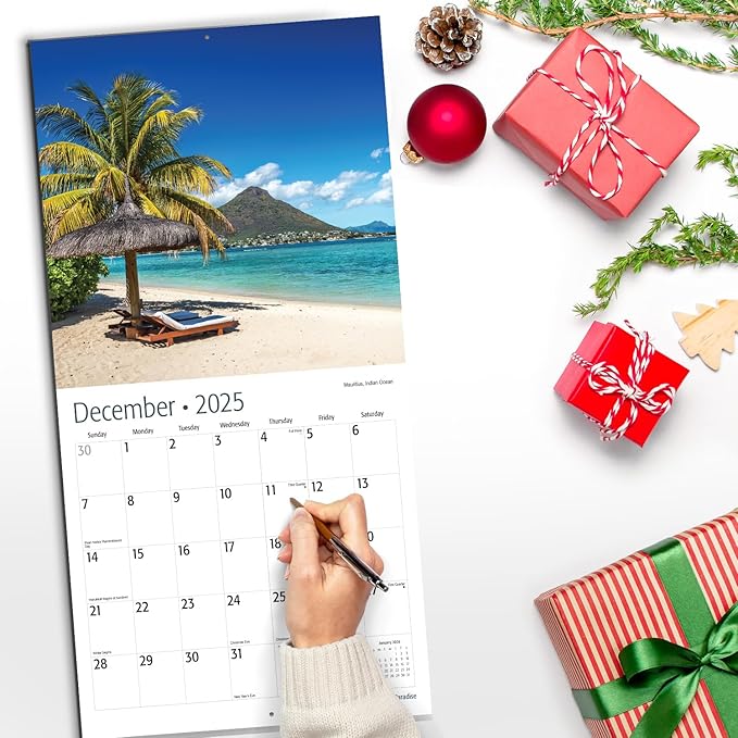 RED EMBER Paradise 2025 Wall Calendar 12 Month | 12" x 24" Open | Thick & Sturdy Paper | Giftable | Calendar 2025