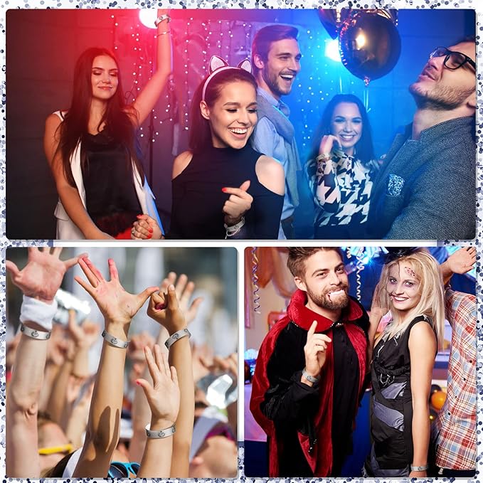 Jadive 500 Pieces Paper Wristbands VIP Plastic Waterproof Party Identification Wristbands Party Bracelets for Events Amusement Parks, Club, Concerts, Fairs, Festivals and Events(Silver)