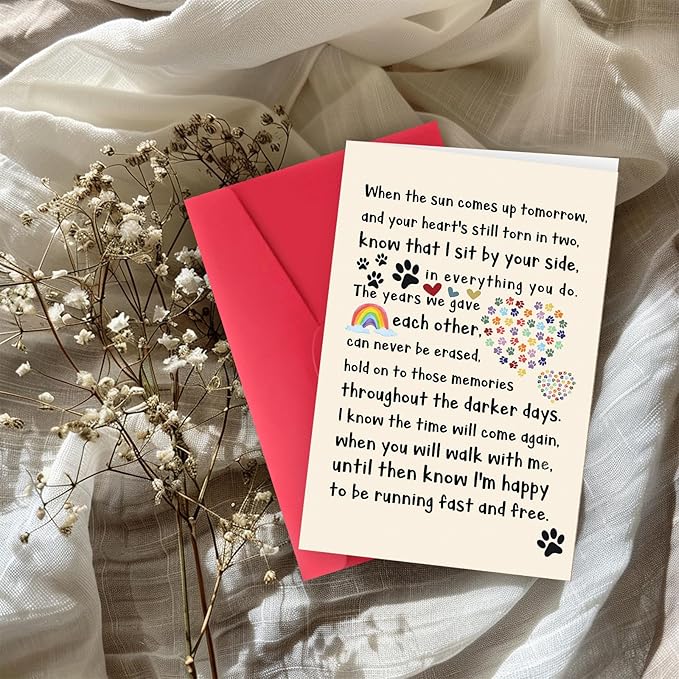 Pet Loss Sympathy Card for Dog Cat, Pet Memorial Gifts, Sympathy Gifts Loss of Dog Cat, Condolence Card for Dog Lover