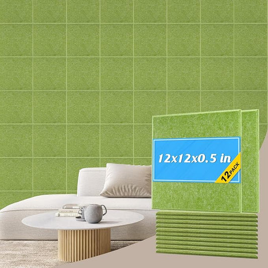 DOLLAR BOSS Large Cork Board for Wall 48" x 36" x 0.5" Bulletin Board 12 Packs Black Cork Board Tiles Self Adhesive Felt Wall Tiles with Pushpins, Corkboard for Office Pin Board Tack Board, Green