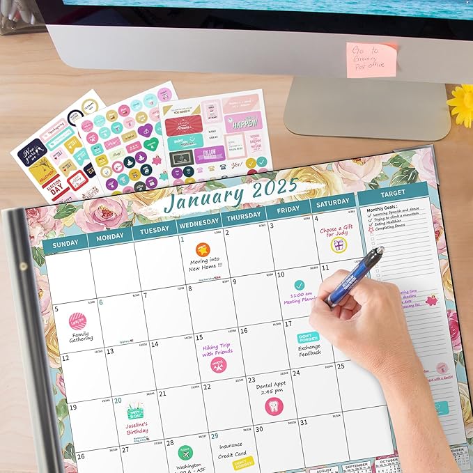 Ospelelf Calendar 2025-2026 Large Desk Calendar 22'' x 17'', Monthly Desktop Calendar, 18 Month Family Calendar, Use Jan 2025 - June 2026