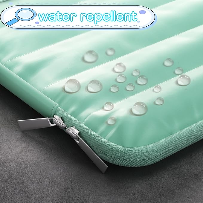 LS-M Puffy 15-16 Inch Laptop Sleeve Case for Women Men Cute Carrying Cover Compatible with MacBook Pro 15" 16", Latitude 7640, 15.6" 15b Protective Portable Case (Mint Green, 15-16inch)