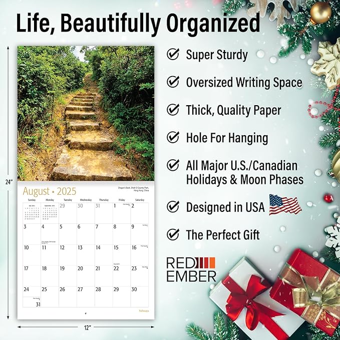 RED EMBER Untamed & Beautiful Pathways 2025 Wall Calendar 12 Month | 12" x 24" Open | Thick & Sturdy Paper | Giftable | Calendar 2025