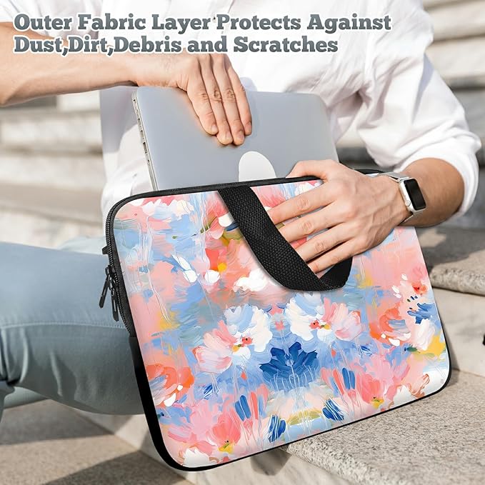 Universal Tablet Laptop Sleeve Case 10 inch, Watercolor Flowered Slim Carrying Case Durable Handbag Travel Laptop Bag for 7 to 10-inch Laptops/Notebook/Kids Tablet/ipad/eBook Readers