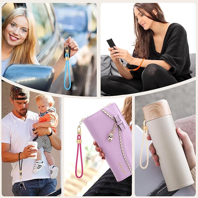 Fishent Keychain Wristlet lanyard, Cute Key Chain Holder, Upgraded Woven Wrist Lanyard for Keys, Wristlet Strap Keychain for Women Men Car Keys ID Badges Card Wallet Phone (Starlight)