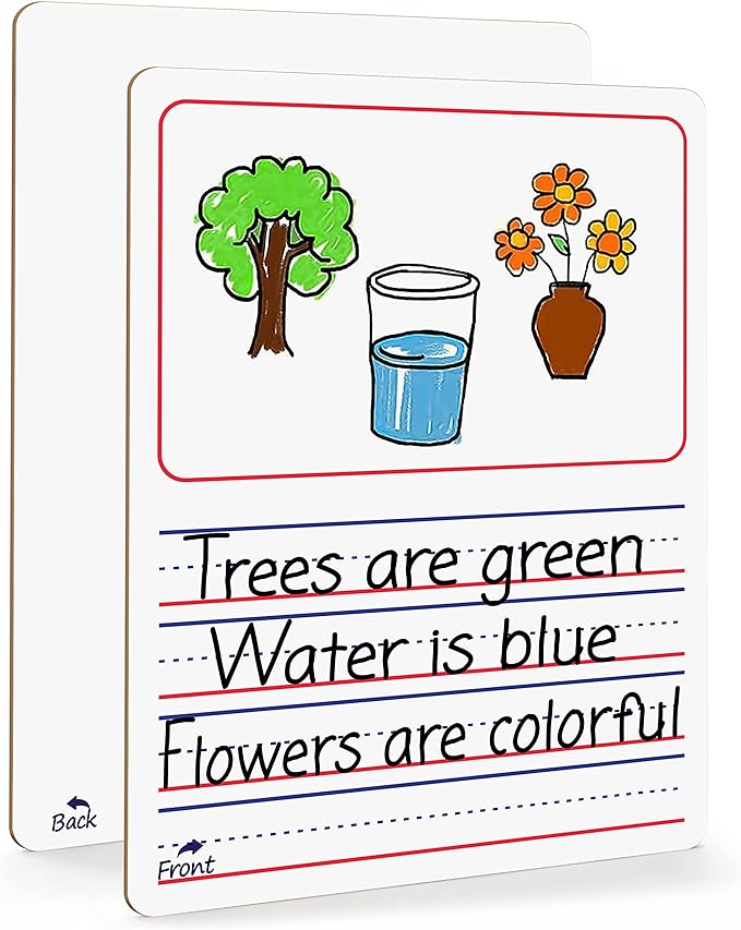 Double Sided Whiteboard 9”x12” Story Lined Dry Erase Board for Kids Writing Board Age 3-5 Practice Drawing Small White Board Teacher Elementary Grade 1 Kindergarten Preschool