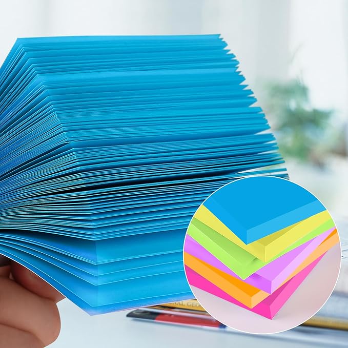 YEECOK Sticky Notes 3x3 in, 12 Pads, Bright Colors Self-Stick Note Pads, Sticky Pads Aesthetic, Super Sticking Power, Colorful Sticky Notes Bulk
