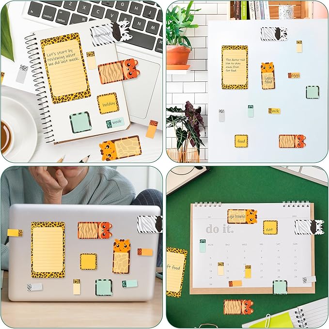 Safari Animal Sticky Notes Set, 550 Sheets, Wild Animal Self-Stick Note Pads Jungle Zoo Animal Writing Memo Pads Page Marker Student Classroom Back to School Office Supplies Small Gift