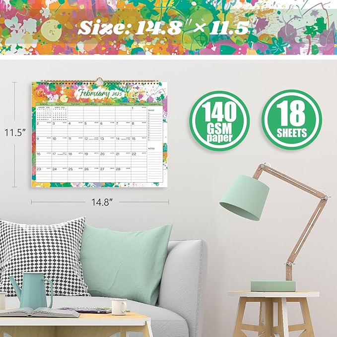 2025 Calendar 12 Month Wall Calendar 2025, Jan to Dec 2025 Calendar with Julian Dates, 14.8" X 11.5" (2025 Wall Calendar Colorful)